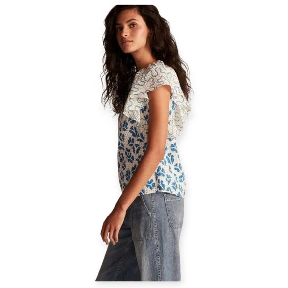 Rebecca Taylor Perla Ruffled Silk Blouse XS Snow Combo - Picture 4 of 16